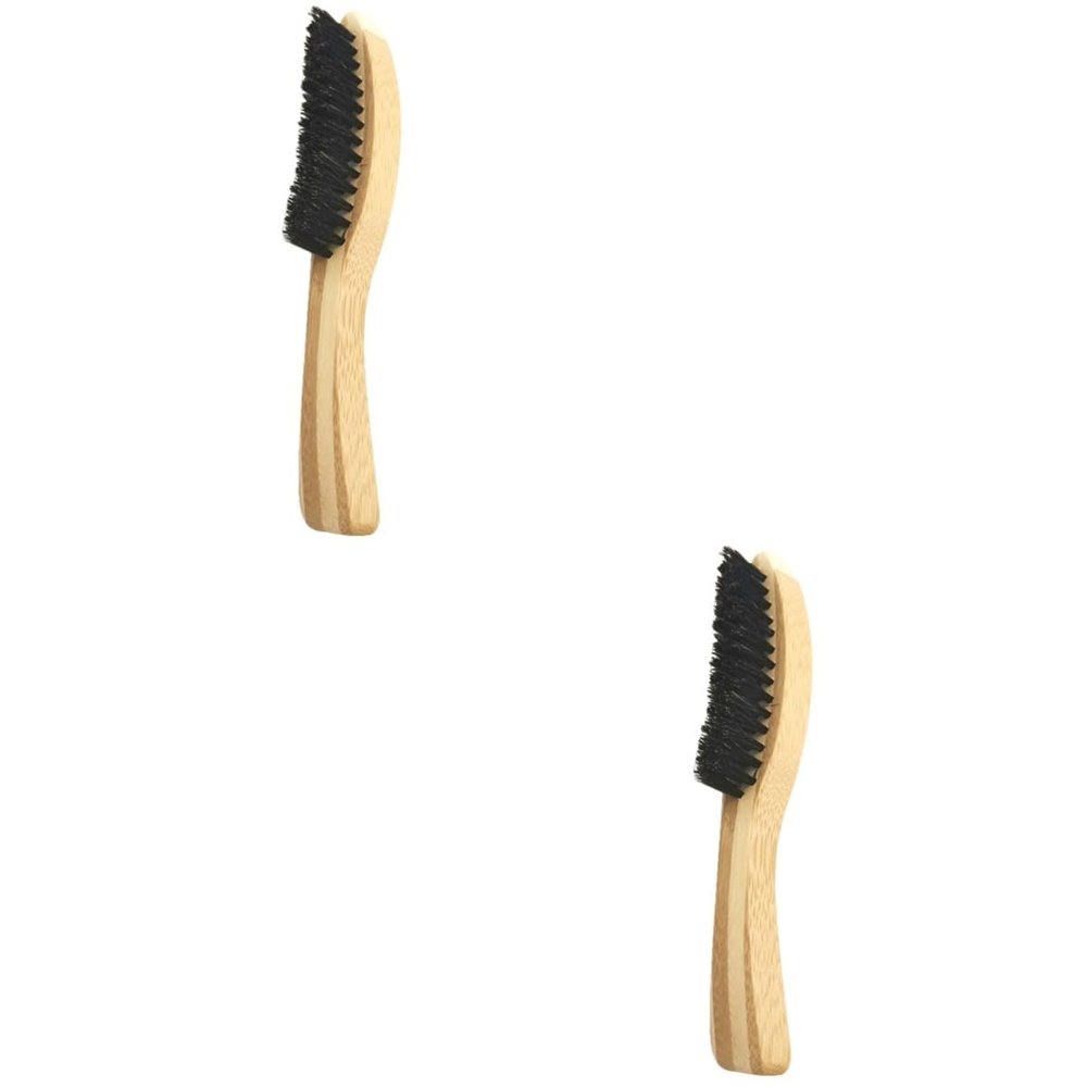 HAPINARY 2pcs Handle Beard Brush Portable Beard Care Accessory for Home Salon Solid Easy to Use Clean Men