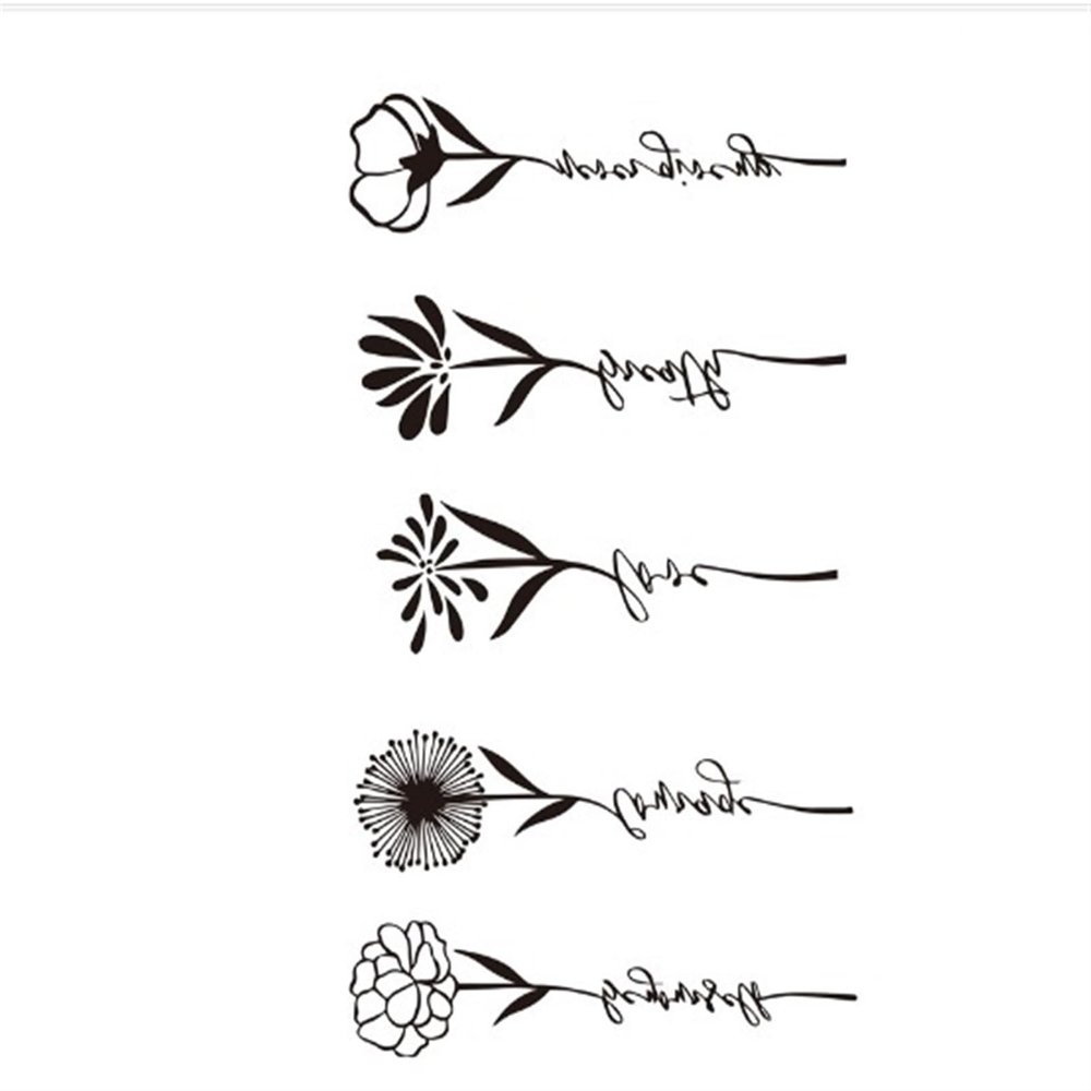2pcs Dandelion Flower Temporary Tattoos for Women Realistic Fake Tattoo Stickers Body Tatoos