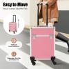 Cosmetic Case Trolley with Locks,Professional Rolling Makeup Train Case with Drawers, Large Cosmetic Trolley Cosmetics Storage Organizer for Travel Makeup/Nail Art/Hair Styling, Black/Pink (Pink) view 4