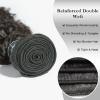 ASHINE Human Hair Bundle Deep Curly Water Wave, Unprocessed Cambodian Raw Hair 20 Inch, Flip Over Quick Weave Wet and Wave Bundles for Women Natural Black view 3