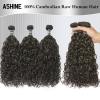 ASHINE Human Hair Bundle Deep Curly Water Wave, Unprocessed Cambodian Raw Hair 24 Inch, Flip Over Quick Weave Wet and Wave Bundles for Women Natural Black view 2