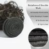 ASHINE Human Hair Bundle Deep Curly Water Wave, Unprocessed Cambodian Raw Hair 24 Inch, Flip Over Quick Weave Wet and Wave Bundles for Women Natural Black view 3