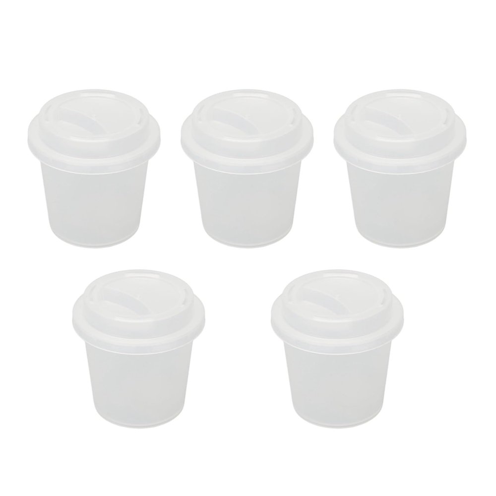 Akozon 5 PCS Portable CupShaped Transparent Makeup Egg Storage Box, Beauty Egg Sponge Organizer for Travel and Bathroom Use