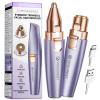 VG VOGCREST Eyebrow & Facial Trimmer: 2-in-1 Rechargeable Facial Hair Removal & Eyebrow Shaver - Painless Razor with Built-in LED Light (Solar Purple) view 1