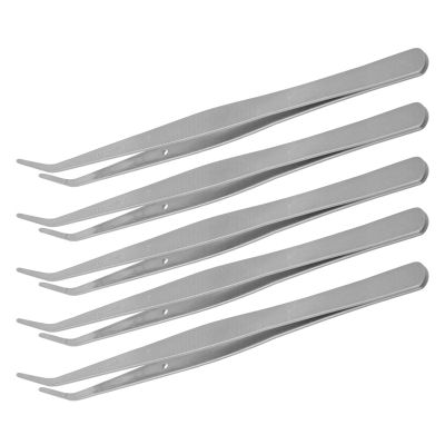 5 Pieces Sewing Machine Tweezers, Curved Tweezers Stainless Steel Tweezers Multipurpose Tweezers Forceps Tweezers for Crafts (6.1 inch)