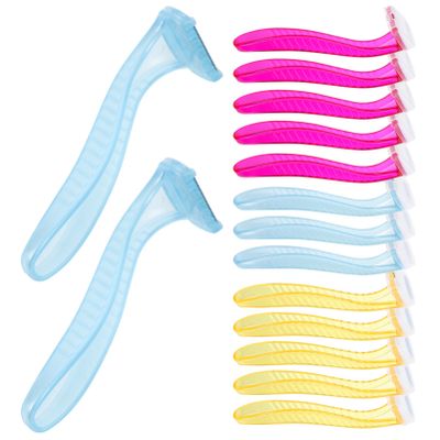 HAPINARY 15pcs Manual Body Shavers for Women Versatile Hair Trimmers for Armpits Legs and Bikini Line Travel-friendly Skin-safe Design Red Yellow and Light Blue
