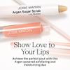 Josie Maran Lip Exfoliator Scrub & Plumping Lip Gloss - Argan Sugar Scrub Lip Butter in Crystal Clear & Hyaluronic Lip Booster in Happy - Buff Away Dry Skin for Soft Lips (2 Piece Lip Care Kit) view 2