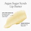Josie Maran Lip Exfoliator Scrub & Plumping Lip Gloss - Argan Sugar Scrub Lip Butter in Crystal Clear & Hyaluronic Lip Booster in Happy - Buff Away Dry Skin for Soft Lips (2 Piece Lip Care Kit) view 3