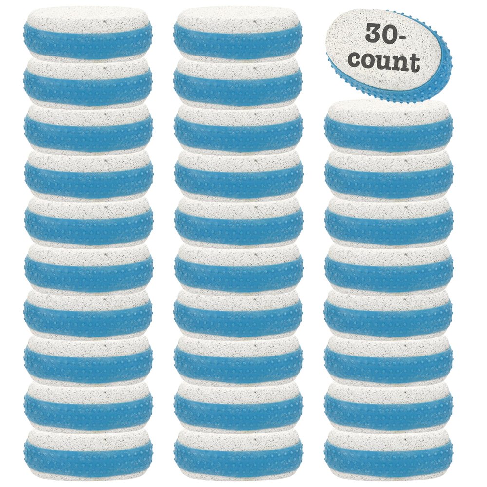Iconikal Pumice Exfoliating Stones with Rubber Grip, 30-Pack (Blue)