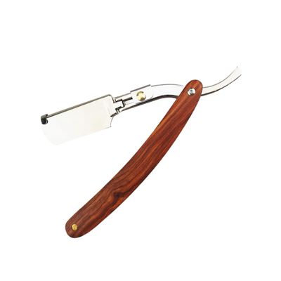 FRCOLOR Wooden Handle Manual for Men Vintage Folding Barber Shaver for Grooming Barber Shops Easy to Use and Portable Includes Double-sided Holder