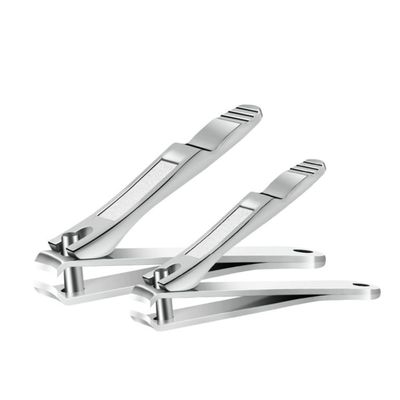 Beatifufu 2pcs Stainless Steel Nail Clipper Set Durable Manicure Kit with Nail Scissors for Men and Women Includes Small and Large