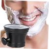 FRCOLOR Plastic Shaving Soap Bowl for Men Black Shaving Mug with Round Handle for Easy Lathering and Face Care Portable Design view 4