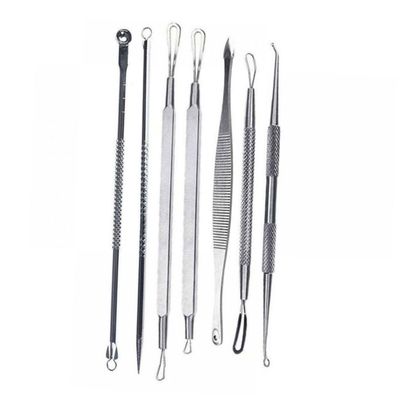 Beatifufu 7pcs Tool Kit Comedone Extractor Set for Blemish Removal Face Includes Spoon and Spade Tips for Skin Care