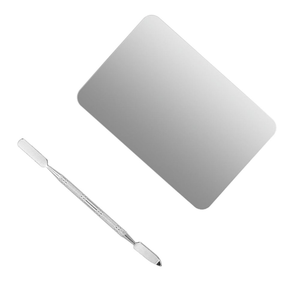 HONMEET 2pcs Stainless Steel Nail Art Palette Set Smooth Surface for Professionals DIY Makeup