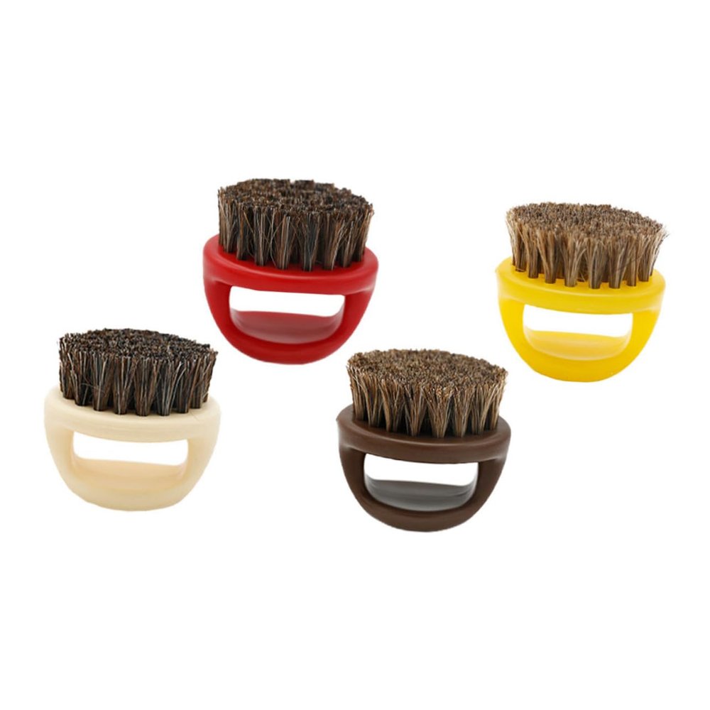 HONMEET 4pcs Beard Brush Comb Styling Kit Brush for Mustache Grooming Tool Portable Horsehair Abs Ring Random Color