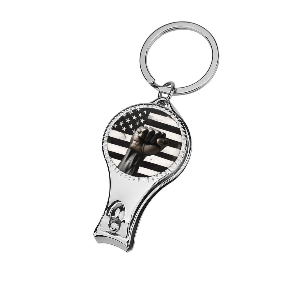 an Ebony Fist in Front of A Black & White American Flag Nail Clippers Toenail Clipper Cutters Minimalist Professional Nail Trimmer Nail Cuticle Cutter for Women Men