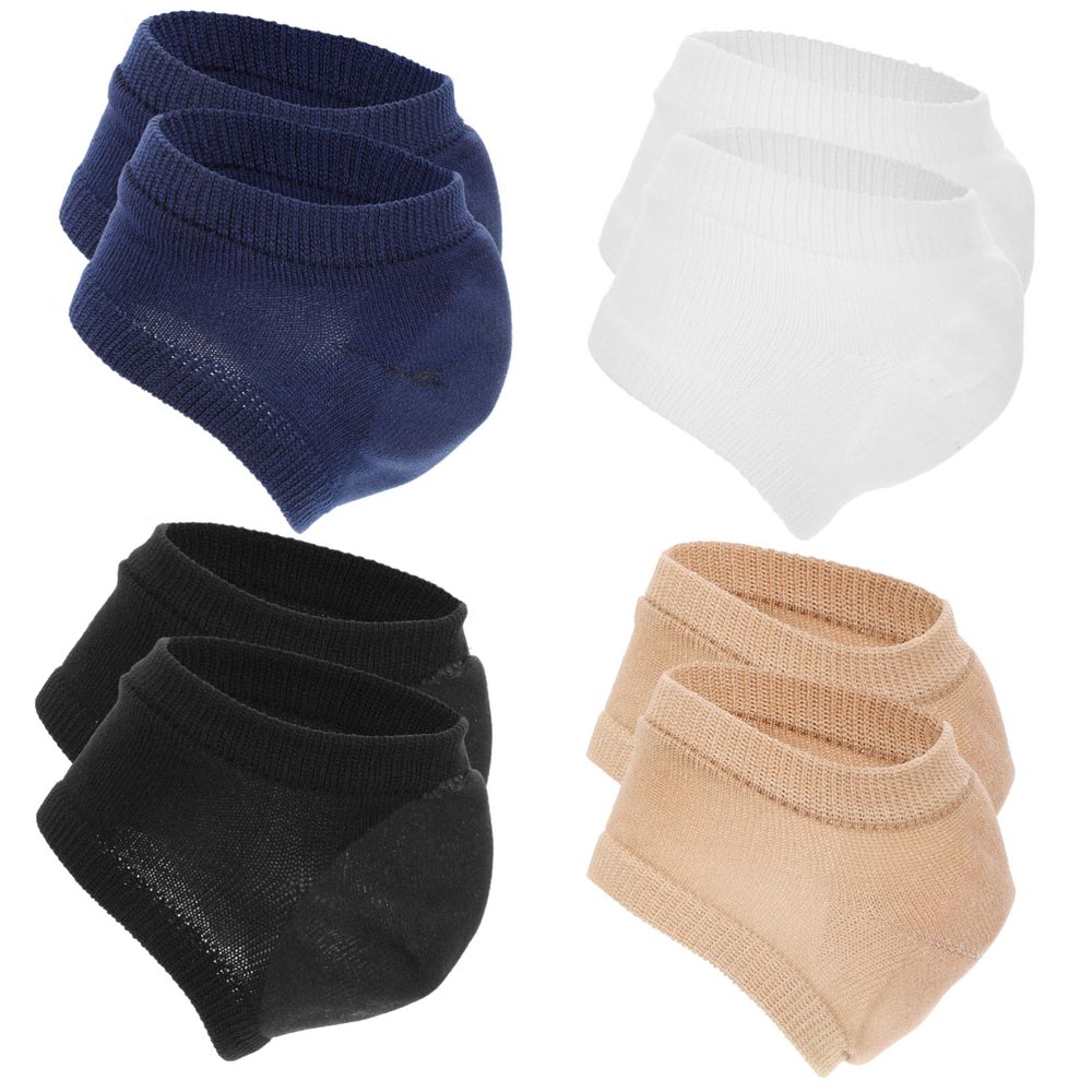 Didiseaon 4pairs Gel Heel Socks for Cracked Heels Moisturizing Open Toe Breathable Socks for Dry Fits Women and Men Reusable and Washable