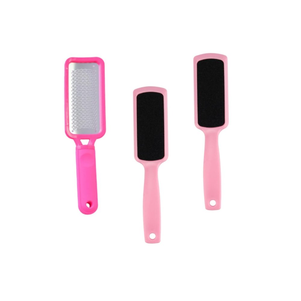 HONMEET Stainless Steel Foot File Sandpaper Pedicure Tools 3pcs Double-Sided Foot Grinder for Removal Comfortable Handles Professional Home Use