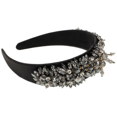 OHPHCALL 1pc Elegant Stylish Headband Black Rhinestone Headband Embroidered Palace Style Hairband for Special Occasions