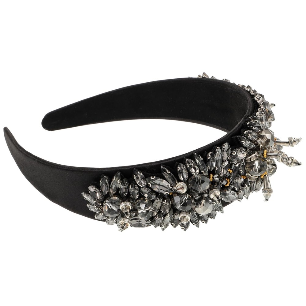 OHPHCALL 1pc Elegant Stylish Headband Black Rhinestone Headband Embroidered Palace Style Hairband for Special Occasions