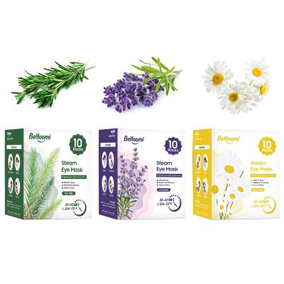 BeHoomi Steam Eye Mask, 30 Packs Heated Eye Mask, Self Heating Disposable SPA Warm Compress for Eyes Lavender & Chamomile & Tea Tree