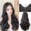 tanyunji001 Wigs, One-piece Wig Piece Big Wave U-shaped Curls Fluffy Hair Volume Wig Girls Long Hair No Trace Hair Extension Piece,Wigs to Cover Baldness(Light brown,60CM/23.6 inches) view 4