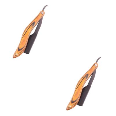Baluue 2pcs Portable Manual Stainless Steel Wooden Handle Design for and Grooming for Men and Women Multi-functional Shaving and Trimming Tool