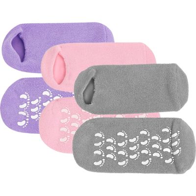 BIUDECO 3pairs Slip Thermal Socks Moisturizing Foot Care Socks for Women Gel Spa Use Cotton Elastic Material