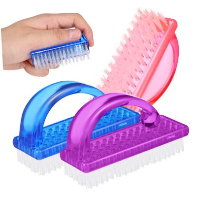 BUGUUYO 6pcs Sturdy Plastic Handle Nail Brush Manicure Clean up Brush for Nails Comfortable to Hold