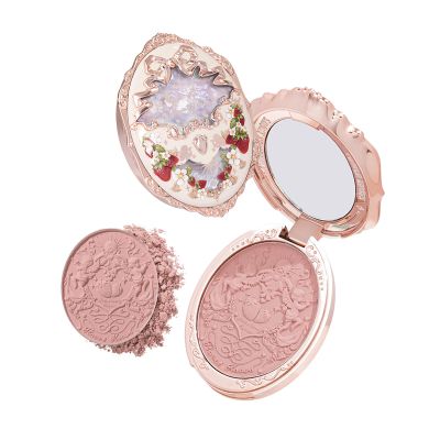 Flower Knows Strawberry Rococo Embossed Blush,Peach Pink Matte Powder Blush for Cheeks,Buildable & Blendable Face Makeup,Soft Long-Lasting Cute Make Up for Women & Girls,0.17 Oz(01 Angel Chanson)