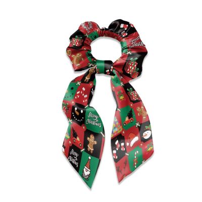 YUVAMAGIMO Candy 2 Pcs Bow Silk Scrunchies Christmas Hair Scarf Ribbon Bows for Hair Knotted Bow Hair Ties Elastic Bands Satin Scrunchy Satin Hair Accessories Scrunchies for Women Girls
