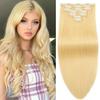 Blonde Clip in Hair Extensions Real Human Hair Straight 14 Inch 613 7pcs 120g Clip ins Hair Extensions Brazilian Remy Human Hair 16 Clips Double Weft Human Hair For Women view 1