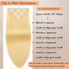 Blonde Clip in Hair Extensions Real Human Hair Straight 14 Inch 613 7pcs 120g Clip ins Hair Extensions Brazilian Remy Human Hair 16 Clips Double Weft Human Hair For Women view 4
