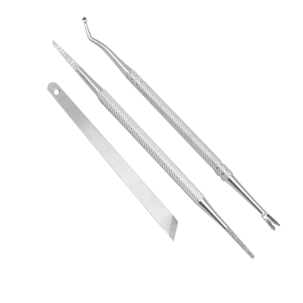 NOLITOY 3pcs Stainless Steel Pedicure Knife Set Nail Accessories Cuticle Fork Dead Skin Remover for Home Salon