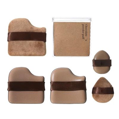 1 Box of 6 PCs Chocolate Color Quick Makeup Foundation Puff Set, Foundation Sponge Puff Cushion Puff Mini Powder Puff Collection