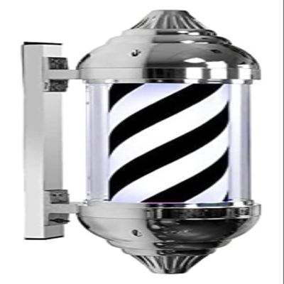 DXYOYONGMZ Barber Pole Light, Rotating Hair Salon Open Sign, Traditional Barber Pole Rotating Barber Pole LED Light, Wall-Mounted Waterproof LEDs for Outdoor Hairdressing(Black White)