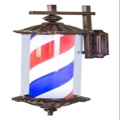 DXYOYONGMZ Barber Pole Light, LED Barber Pole Light, Salon Open Sign, Barber Pole LED Light, European Vintage Hair Salon Logo Waterproof Rotating Light, Outdoor Wall Light(Blue)