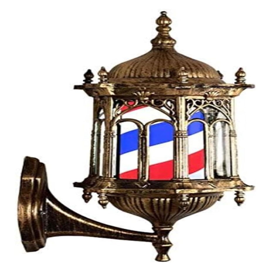 Barber Pole Light Hair Salon Barber Shop Open Sign Barber Pole LED Light Traditional Barber Pole Rotating Barber Pole LED Light,Wall-mounted Waterproof LEDs For Outdoor Hairdressing(Yellow)