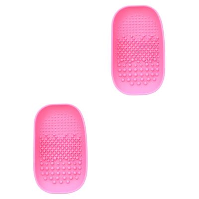 BIUDECO 2 Pcs Silicone Makeup Brush Cleaning Pad Brush Cleaning Plate Easy to Use Pink