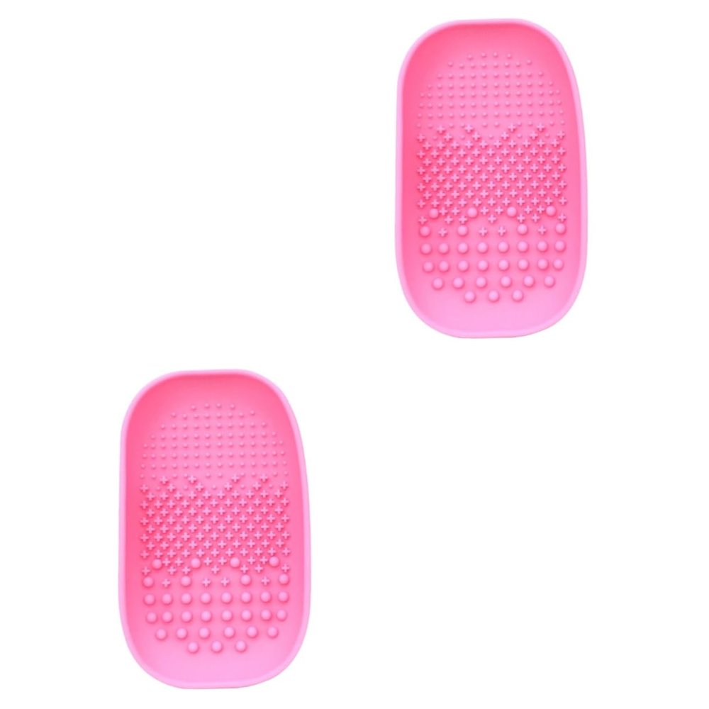 BIUDECO 2 Pcs Silicone Makeup Brush Cleaning Pad Brush Cleaning Plate Easy to Use Pink