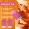 FoldTier 20 Pcs Exfoliating Glove Bulk Summer Exfoliator Mitt Body Scrubber 150d Viscose Fiber Deep Skin Korean Scrub Mitt for Spa Massage Dead Skin Remover for Men and Women(Rose Red) view 4