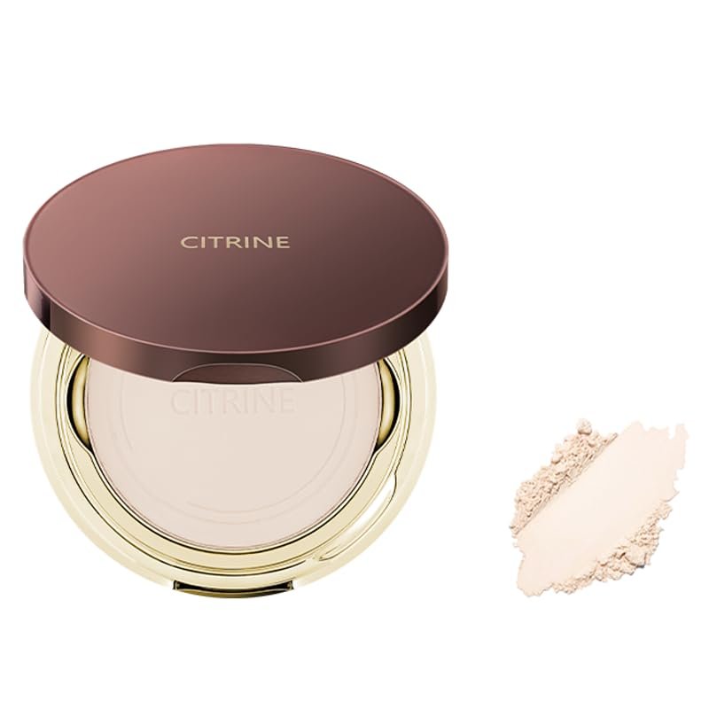 1 PC CITRINE Long Lasting Setting Foundation Powder, Oil Control Makeup Pressed Foundation Powder Velvet Matte Effect Powder (01#, 8g)