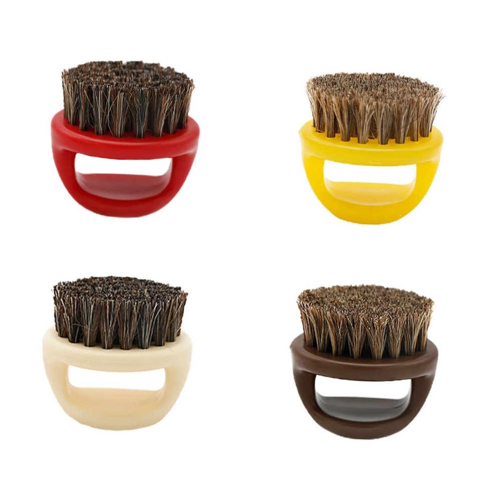 Baluue 4pcs Bristle Beard Brush Set with Plastic Handle Multi-function Grooming Tool for Men for Beard Care Hair Styling and Portable Use Random Colors