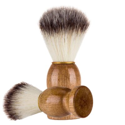 BIUDECO Facial Hair Razor Salon Tool Men Beard Brush Fine Nylon Hair Wooden Handle