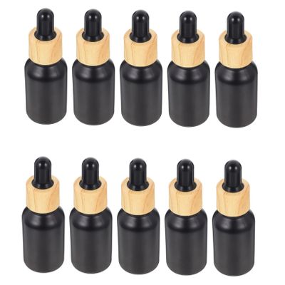 10Pcs Black Glass Dropper Bottles 20ml, Portable Essential Oil Container