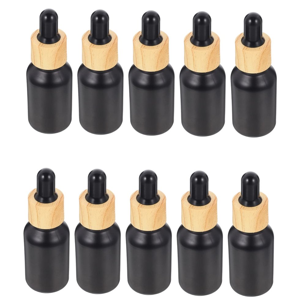 10Pcs Black Glass Dropper Bottles 20ml, Portable Essential Oil Container