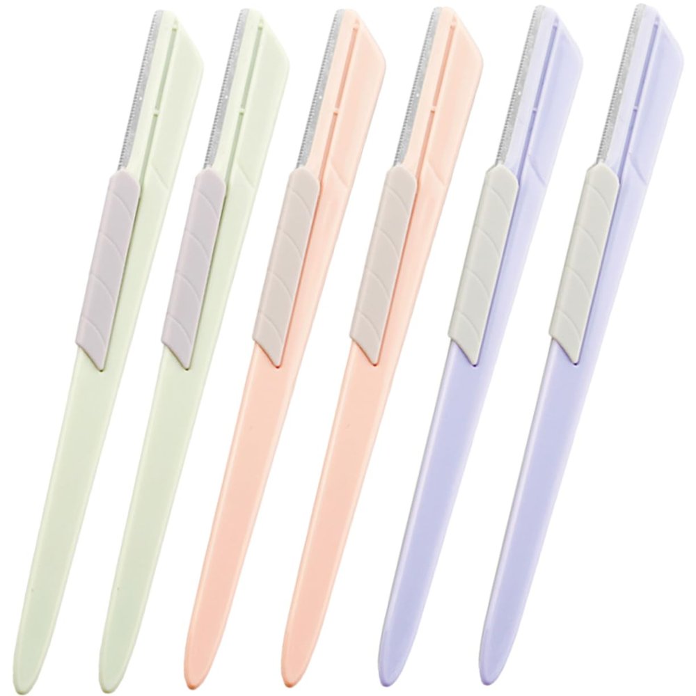 Outanaya 6pcs Stainless Steel Eyebrow Razor Women Face Hair Shaver Eyebrow Trimmer for Precision Grooming Lightweight Portable Design for Easy Travel
