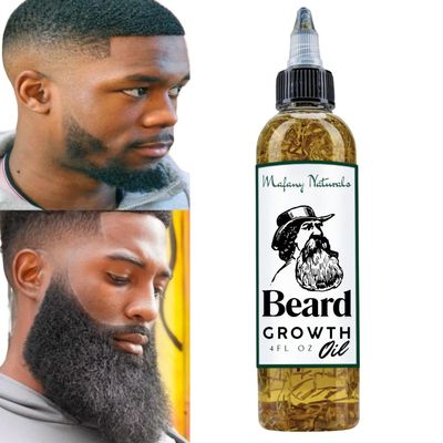 Unique Formulas Beard Growth Oil, Rapid Beard Thickening, Plant Based Beard Growth Oil, Mean Beard Care, 4 FL OZ