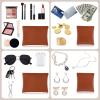 2 PCS Ladies Small Makeup Bag for Purse,Small Makeup Pouch,Purse organizer,Coin purse lipstick Cosmetic Accessories Organizer,Travel Set Organizer,Waterproof Portable Zipperless Self-Sealing(Brown) view 3