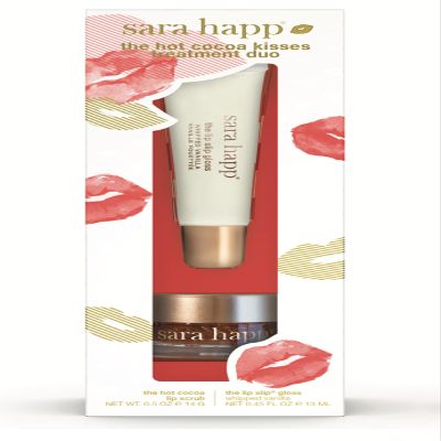 Sara Happ Hot Cocoa Kisses Treatment Duo, Lip Scrub & Gloss, Unisex Exfoliating Set, 2 Count, Lip Care & Conditioning, for Lips